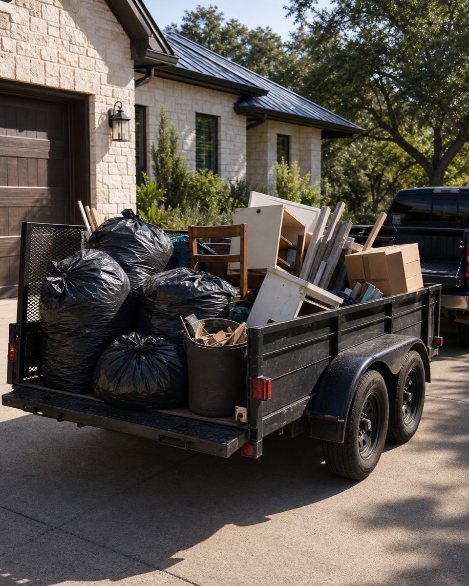 Junk removal crew loading bulky items